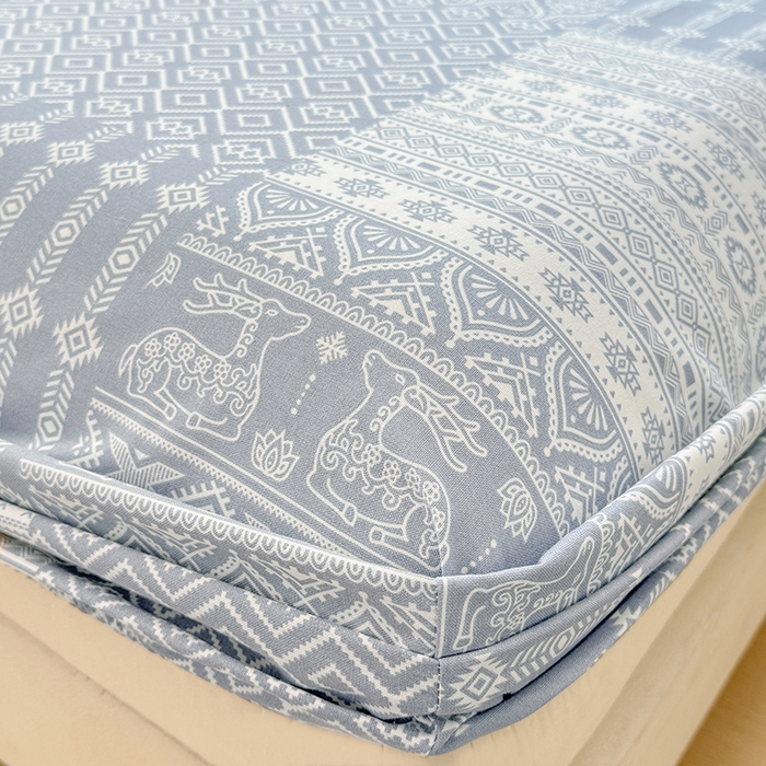 91家纺网 家纺一手货源 找家纺 爱彼家纺 2026年全棉老粗布单床笠凉席床笠三件套直播热卖-系列五 华夫格床笠-吉祥-灰