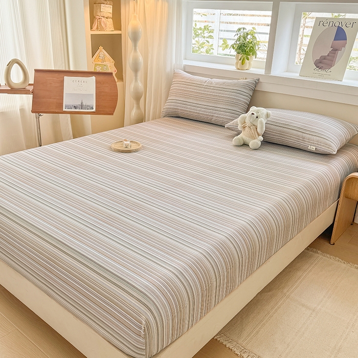 91家纺网 家纺一手货源 找家纺 爱彼家纺 2026年全棉老粗布单床笠凉席床笠三件套直播热卖-系列五 华夫格床笠-森韵