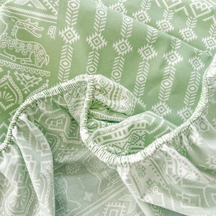 91家纺网 家纺一手货源 找家纺 爱彼家纺 2026年全棉老粗布单床笠凉席床笠三件套直播热卖-系列五 华夫格床笠-如意-绿