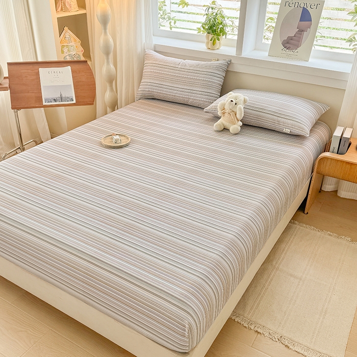 91家纺网 家纺一手货源 找家纺 爱彼家纺 2026年全棉老粗布单床笠凉席床笠三件套直播热卖-系列五 华夫格床笠-森韵