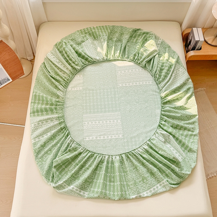 91家纺网 家纺一手货源 找家纺 爱彼家纺 2026年全棉老粗布单床笠凉席床笠三件套直播热卖-系列五 华夫格床笠-如意-绿