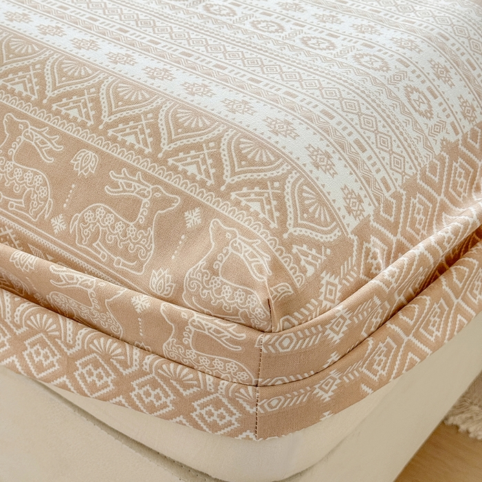 91家纺网 家纺一手货源 找家纺 爱彼家纺 2026年全棉老粗布单床笠凉席床笠三件套直播热卖-系列五 华夫格床笠-如意-棕