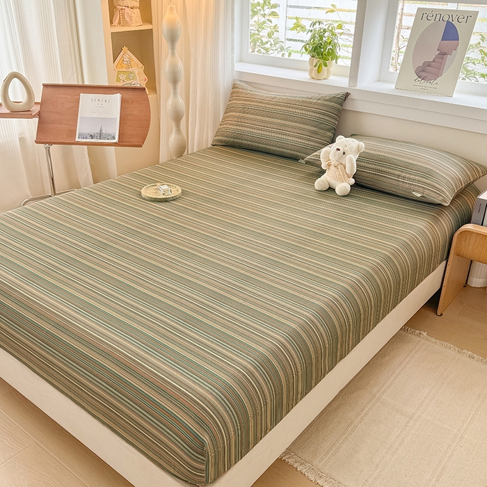 91家纺网 家纺一手货源 找家纺 爱彼家纺 2026年全棉老粗布单床笠凉席床笠三件套直播热卖-系列五 华夫格床笠-意林灰