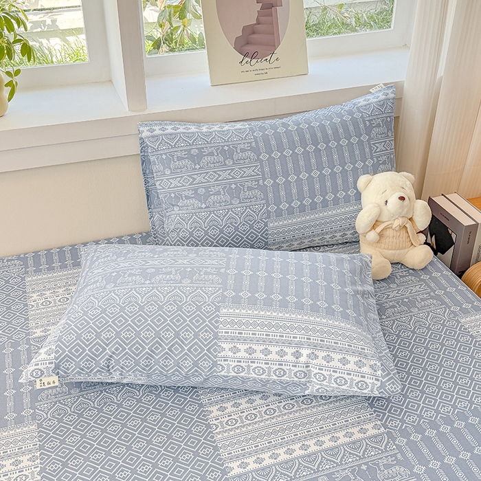 91家纺网 家纺一手货源 找家纺 爱彼家纺 2026年全棉老粗布单床笠凉席床笠三件套直播热卖-系列五 华夫格床笠-吉祥-灰