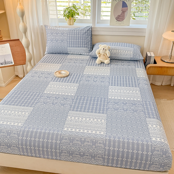 91家纺网 家纺一手货源 找家纺 爱彼家纺 2026年全棉老粗布单床笠凉席床笠三件套直播热卖-系列五 华夫格床笠-吉祥-灰