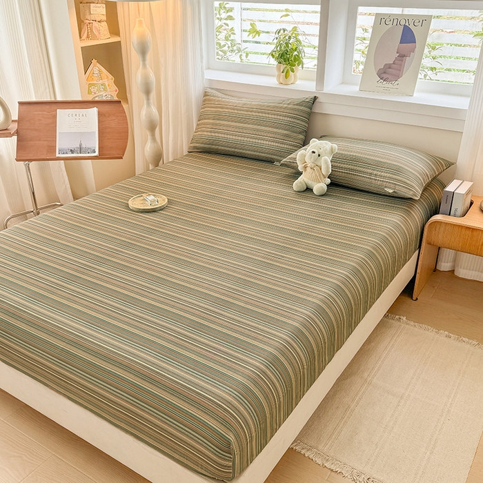 91家纺网 家纺一手货源 找家纺 爱彼家纺 2026年全棉老粗布单床笠凉席床笠三件套直播热卖-系列五 华夫格床笠-意林灰