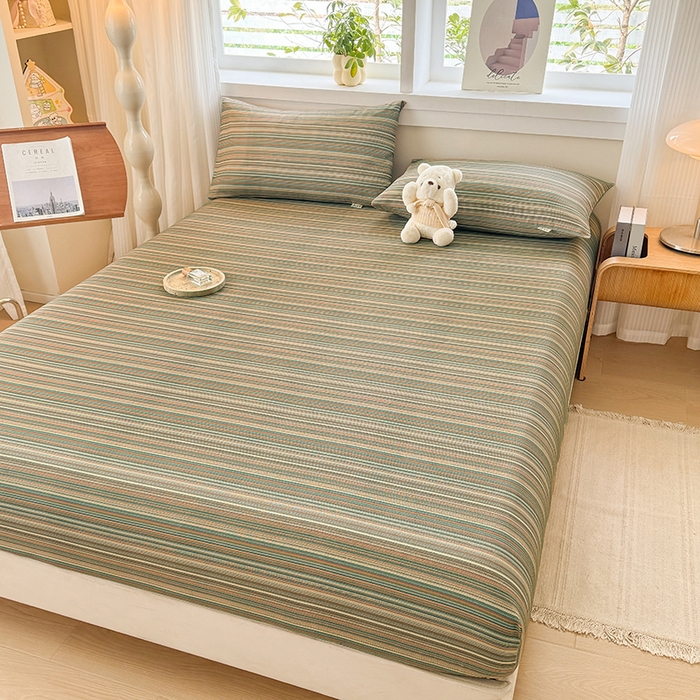 91家纺网 家纺一手货源 找家纺 爱彼家纺 2026年全棉老粗布单床笠凉席床笠三件套直播热卖-系列五 华夫格床笠-意林灰