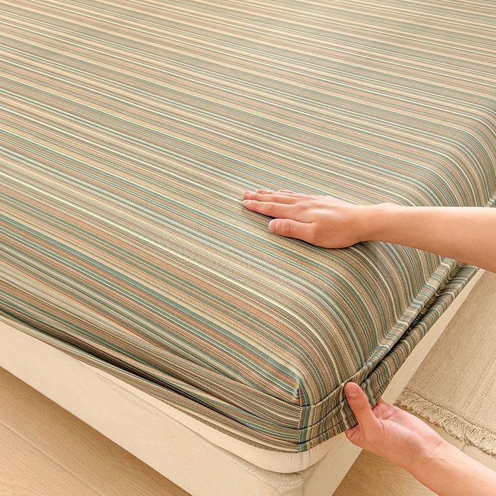 91家纺网 家纺一手货源 找家纺 爱彼家纺 2026年全棉老粗布单床笠凉席床笠三件套直播热卖-系列五 华夫格床笠-意林灰