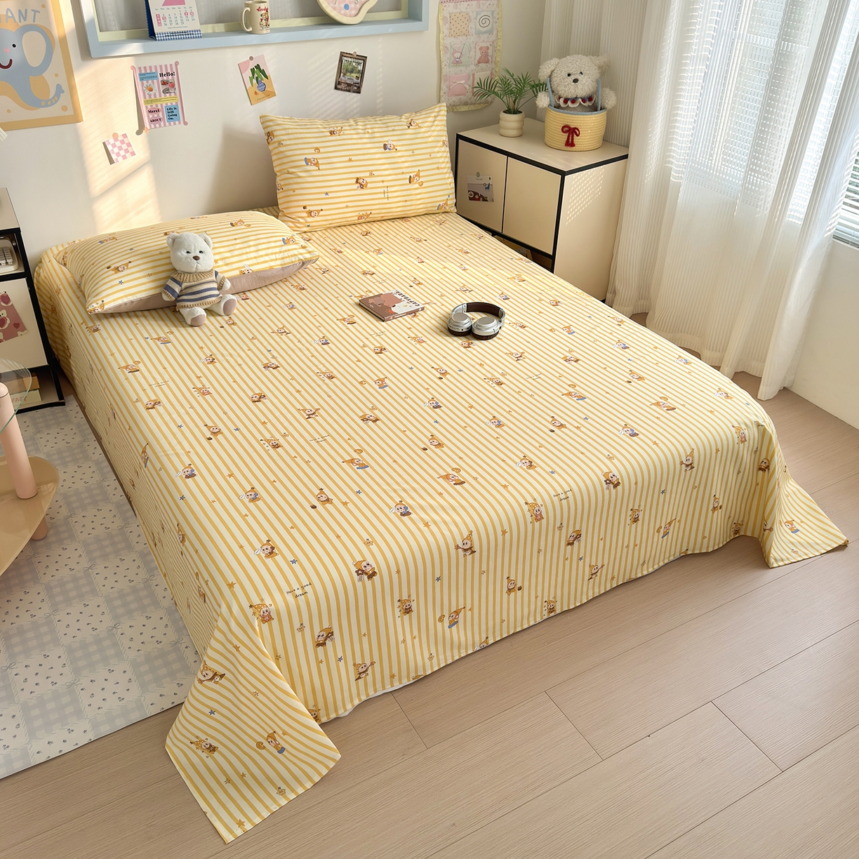 91家纺网 家纺一手货源 找家纺 沐芷 2026 【提供买家秀】A类单床单古法水洗仿棉 单人双人床单三件套 星仔