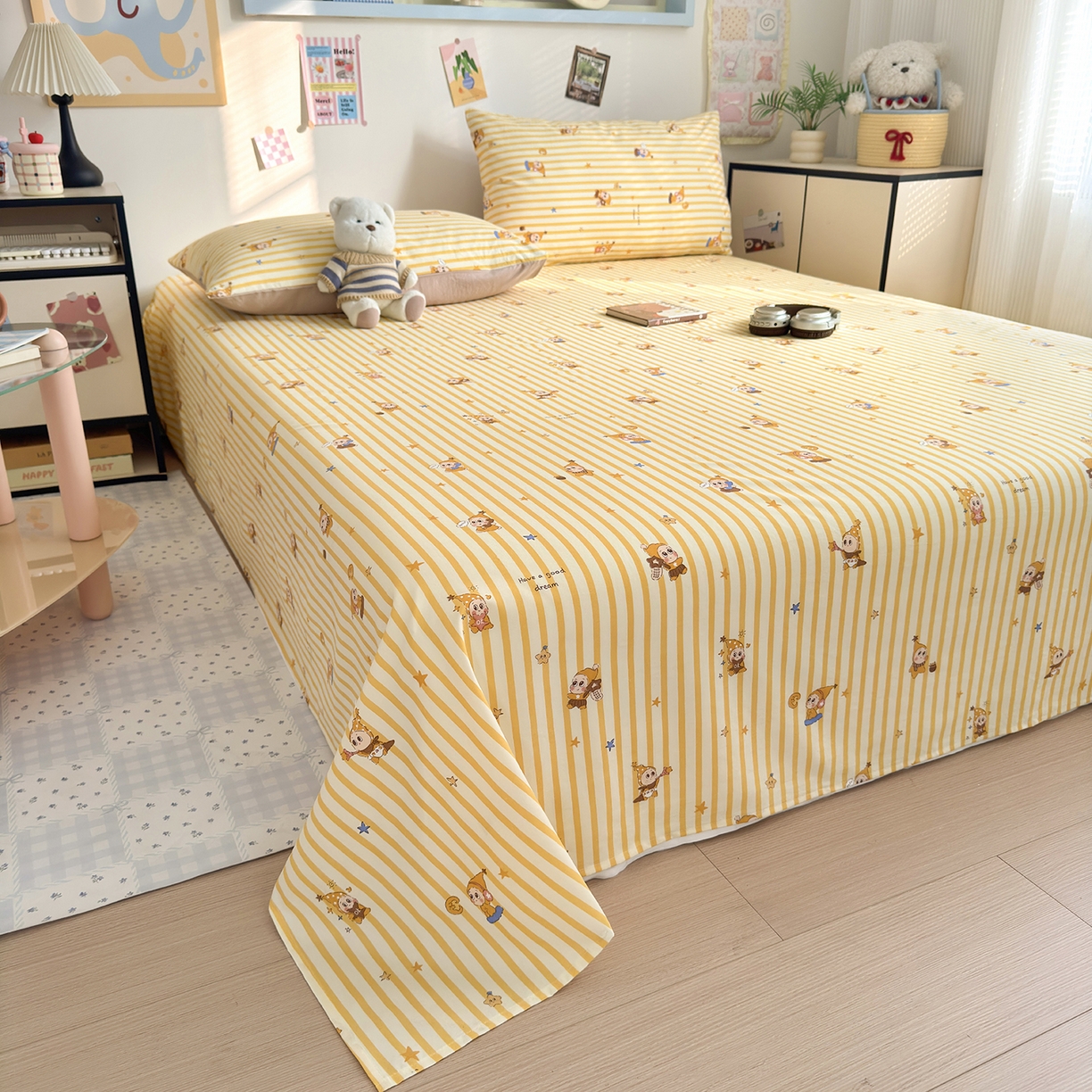 91家纺网 家纺一手货源 找家纺 沐芷 2026 【提供买家秀】A类单床单古法水洗仿棉 单人双人床单三件套 星仔