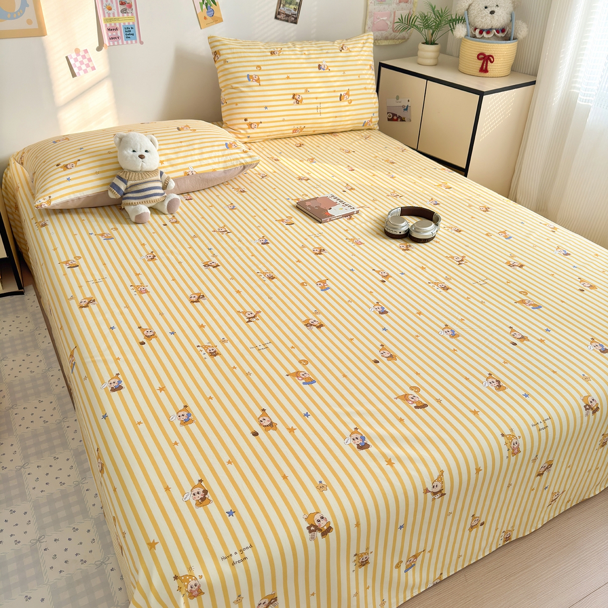 91家纺网 家纺一手货源 找家纺 沐芷 2026 【提供买家秀】A类单床单古法水洗仿棉 单人双人床单三件套 星仔