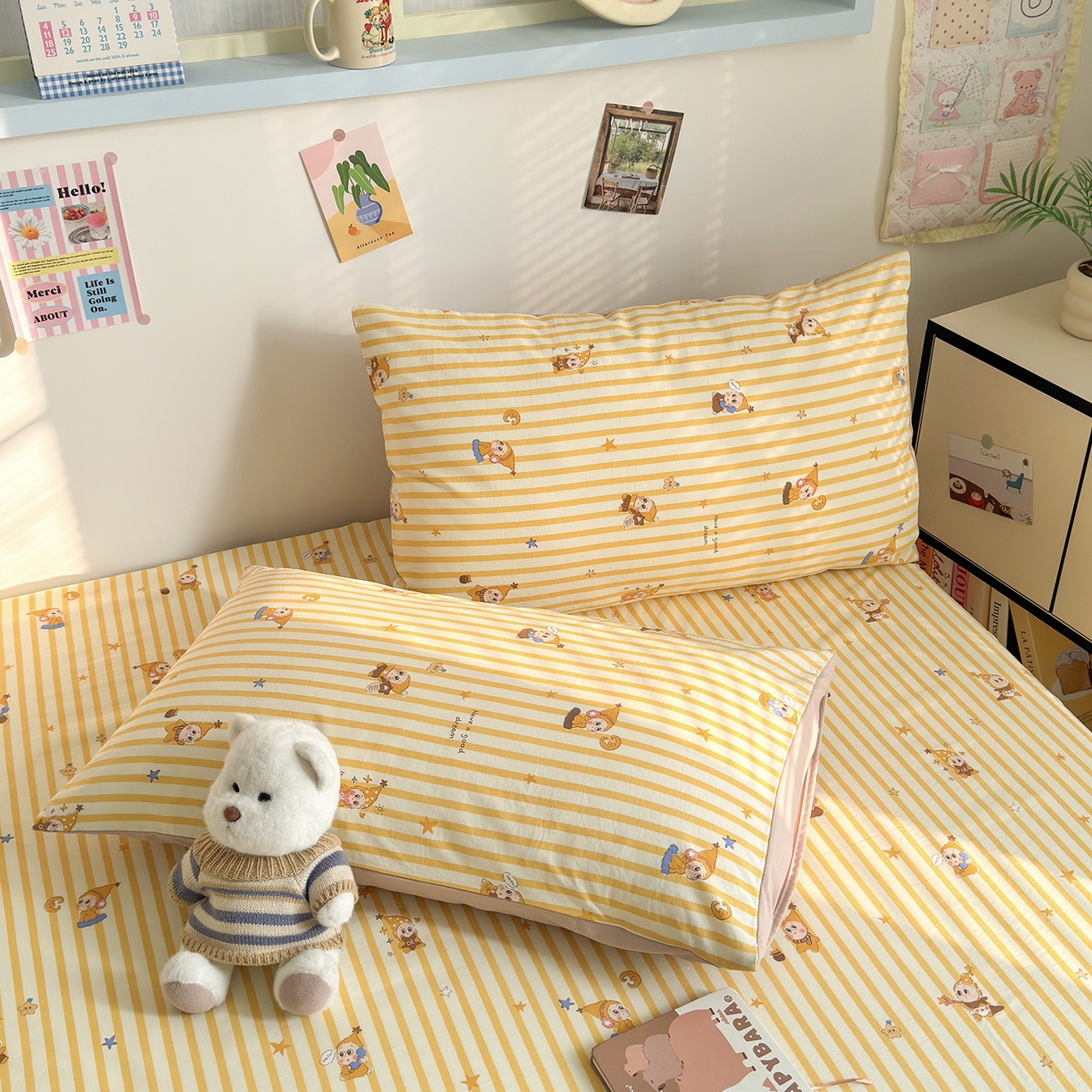 91家纺网 家纺一手货源 找家纺 沐芷 2026 【提供买家秀】A类单床单古法水洗仿棉 单人双人床单三件套 星仔