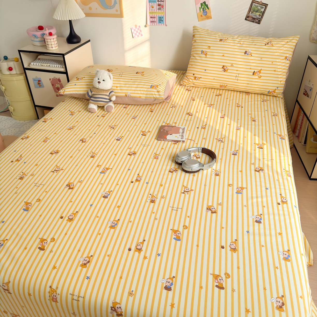 91家纺网 家纺一手货源 找家纺 沐芷 2026 【提供买家秀】A类单床单古法水洗仿棉 单人双人床单三件套 星仔