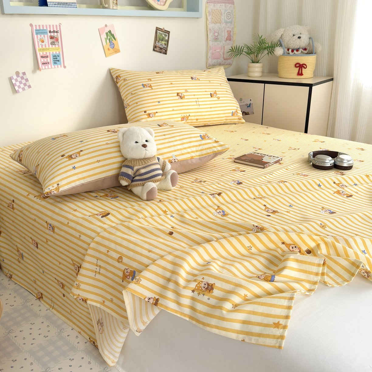 91家纺网 家纺一手货源 找家纺 沐芷 2026 【提供买家秀】A类单床单古法水洗仿棉 单人双人床单三件套 星仔