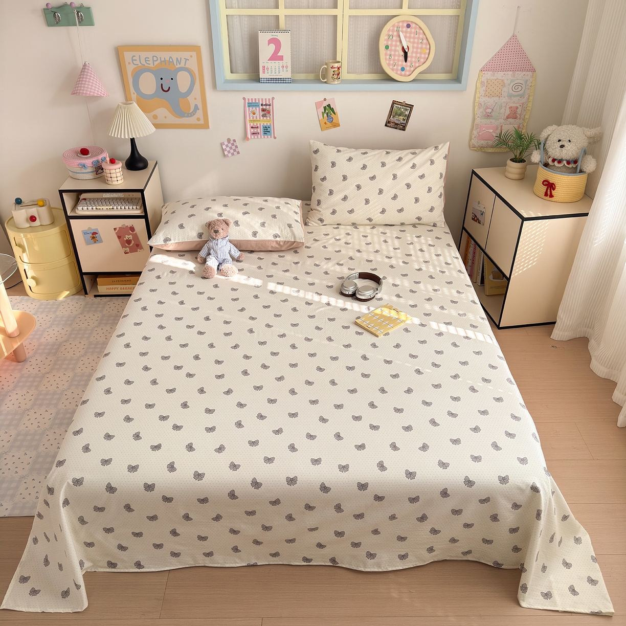 91家纺网 家纺一手货源 找家纺 沐芷 2026 【提供买家秀】A类单床单古法水洗仿棉 单人双人床单三件套 巴黎甜心