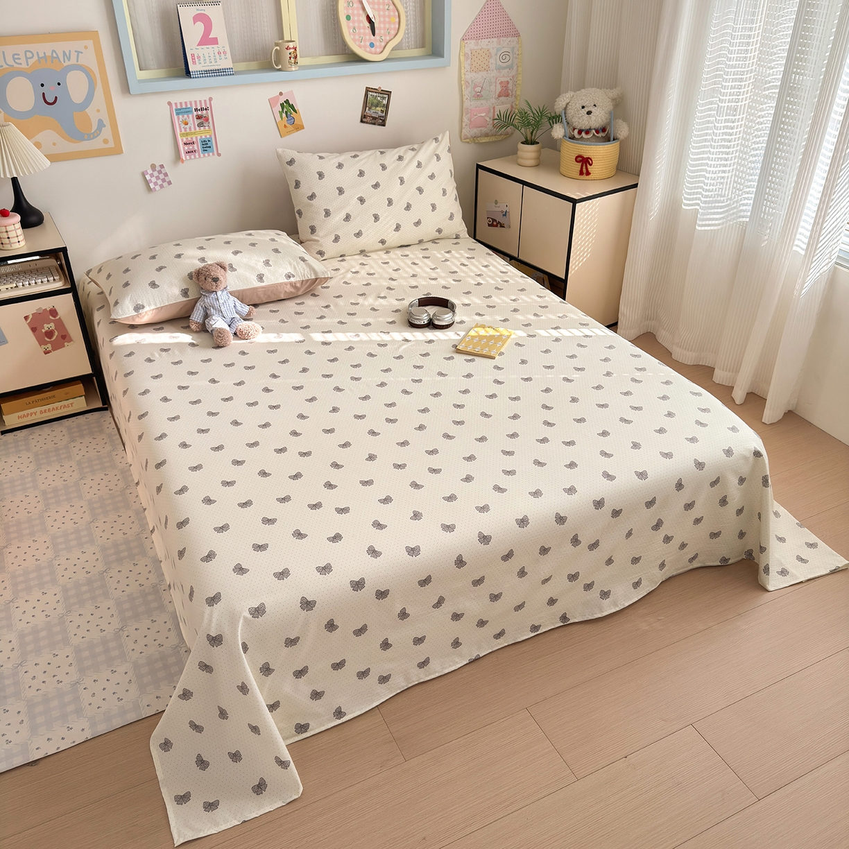 91家纺网 家纺一手货源 找家纺 沐芷 2026 【提供买家秀】A类单床单古法水洗仿棉 单人双人床单三件套 巴黎甜心