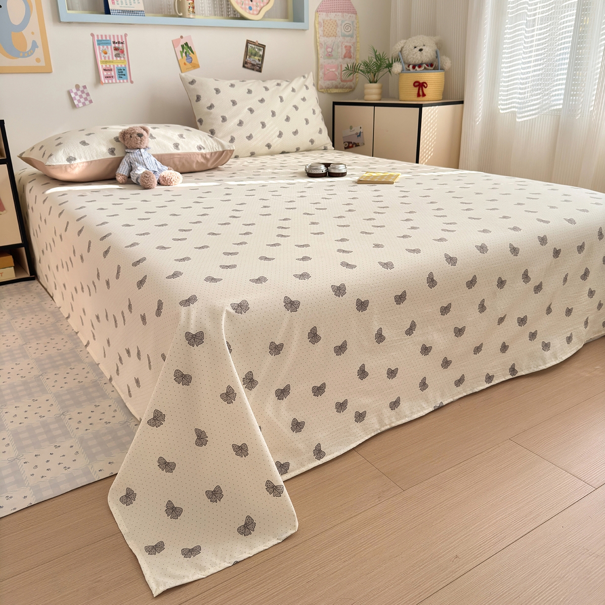 91家纺网 家纺一手货源 找家纺 沐芷 2026 【提供买家秀】A类单床单古法水洗仿棉 单人双人床单三件套 巴黎甜心