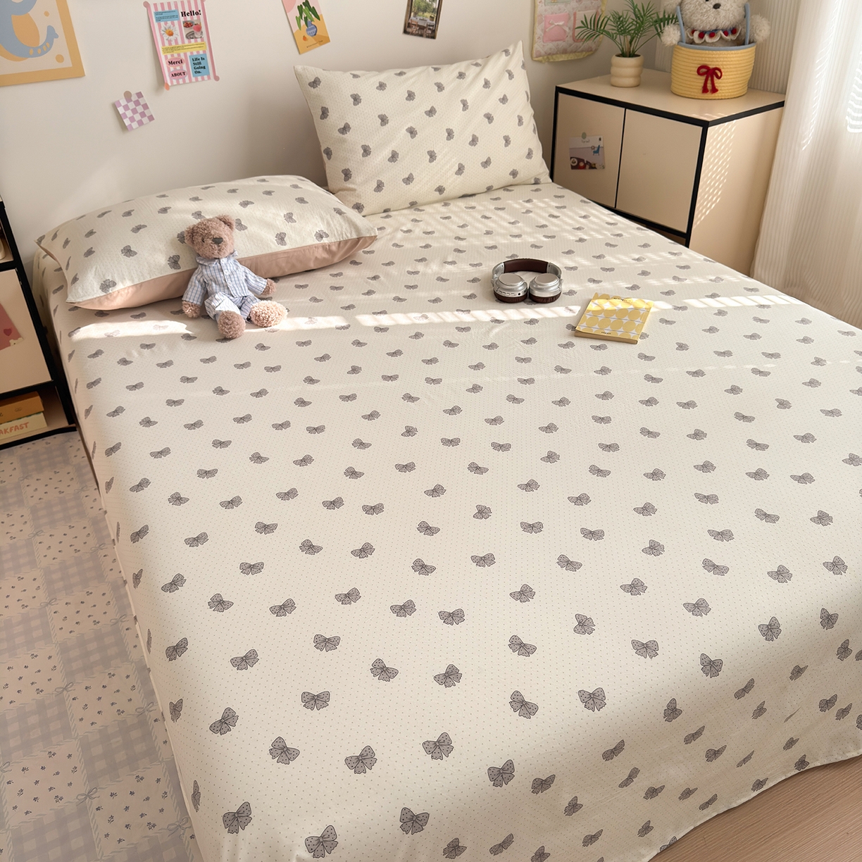 91家纺网 家纺一手货源 找家纺 沐芷 2026 【提供买家秀】A类单床单古法水洗仿棉 单人双人床单三件套 巴黎甜心