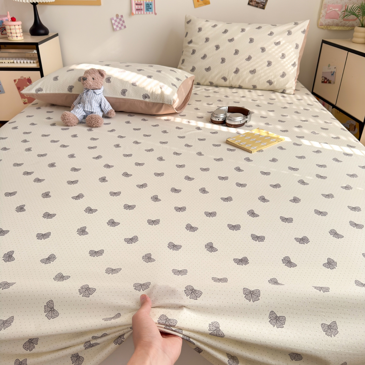 91家纺网 家纺一手货源 找家纺 沐芷 2026 【提供买家秀】A类单床单古法水洗仿棉 单人双人床单三件套 巴黎甜心