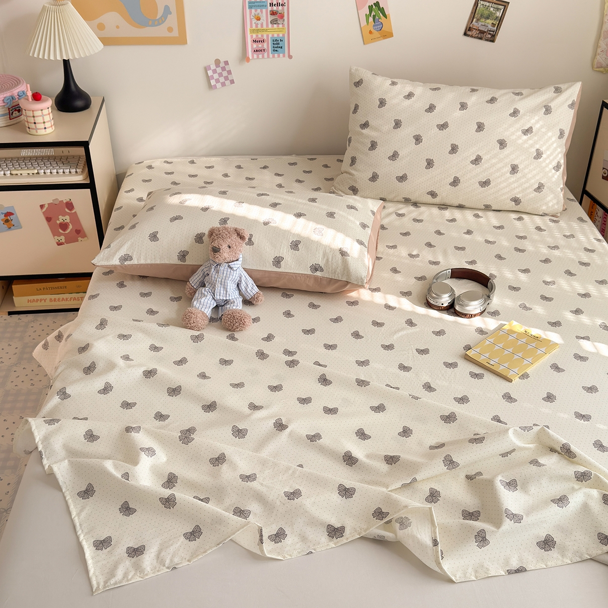 91家纺网 家纺一手货源 找家纺 沐芷 2026 【提供买家秀】A类单床单古法水洗仿棉 单人双人床单三件套 巴黎甜心