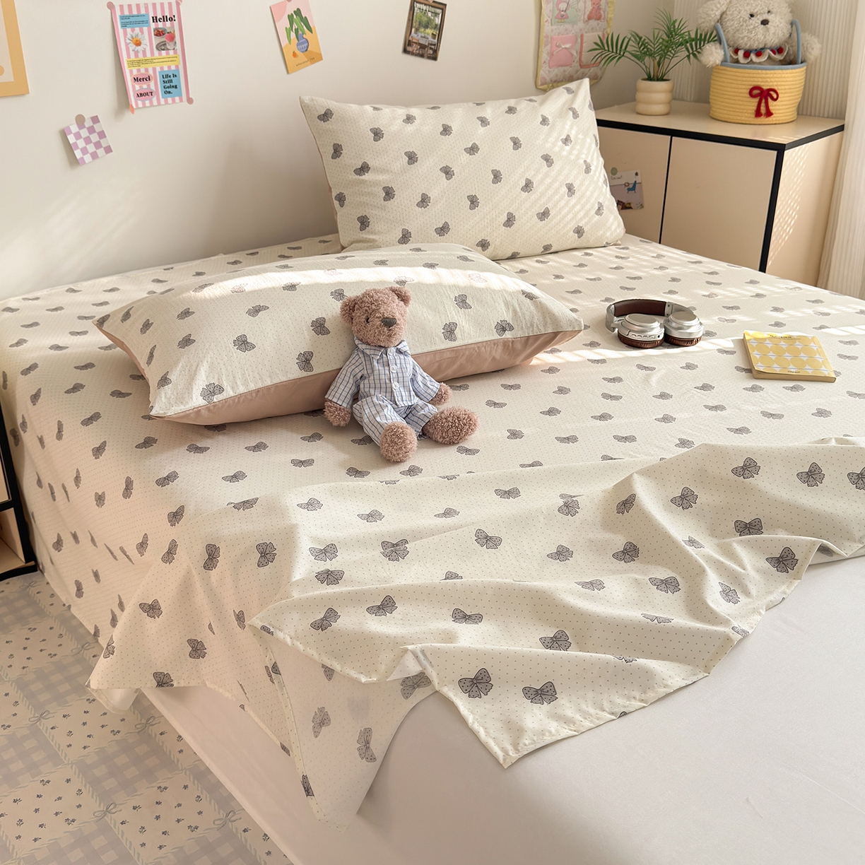 91家纺网 家纺一手货源 找家纺 沐芷 2026 【提供买家秀】A类单床单古法水洗仿棉 单人双人床单三件套 巴黎甜心