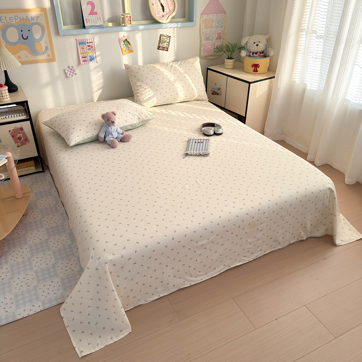 91家纺网 家纺一手货源 找家纺 沐芷 2026 【提供买家秀】A类单床单古法水洗仿棉 单人双人床单三件套 白月光