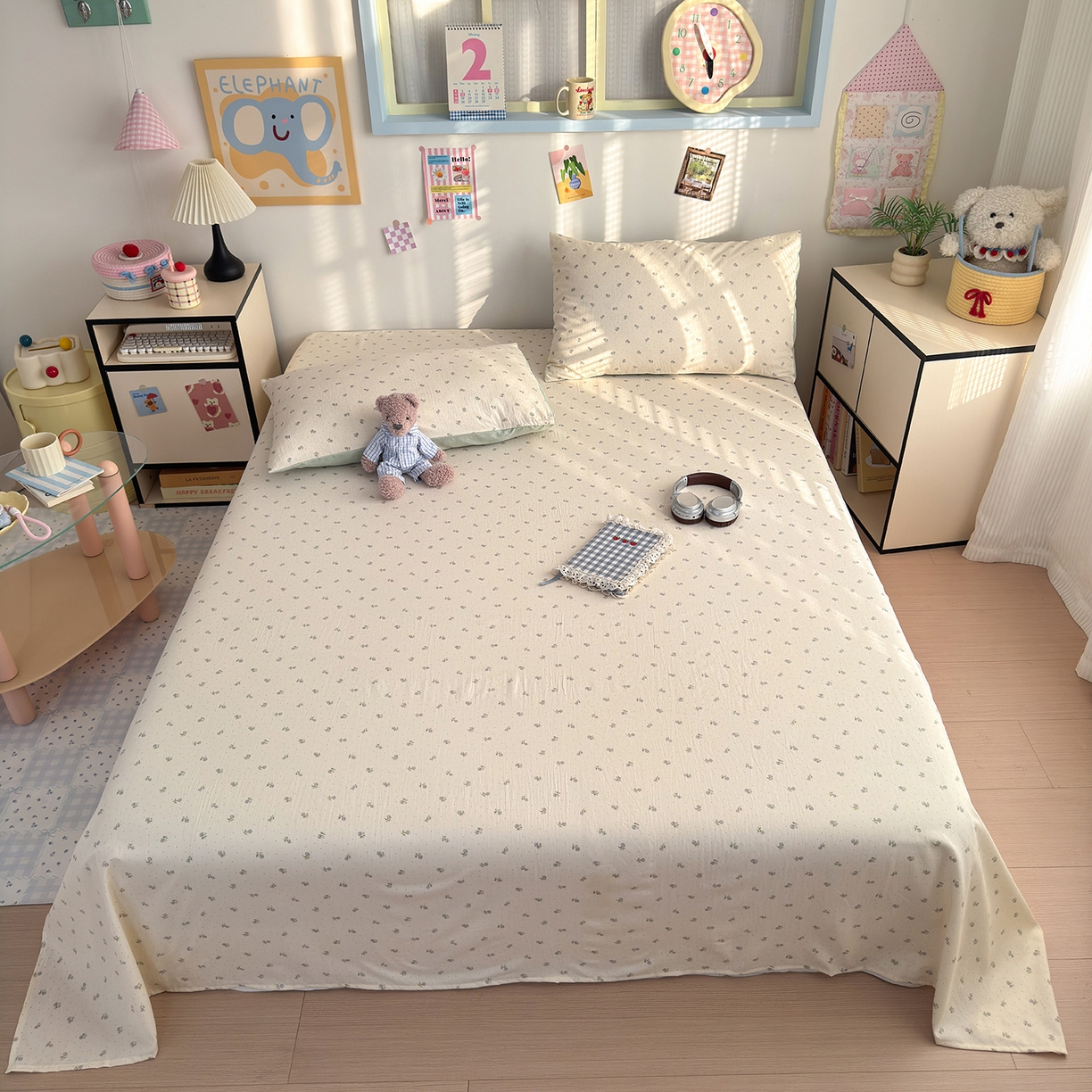 91家纺网 家纺一手货源 找家纺 沐芷 2026 【提供买家秀】A类单床单古法水洗仿棉 单人双人床单三件套 白月光