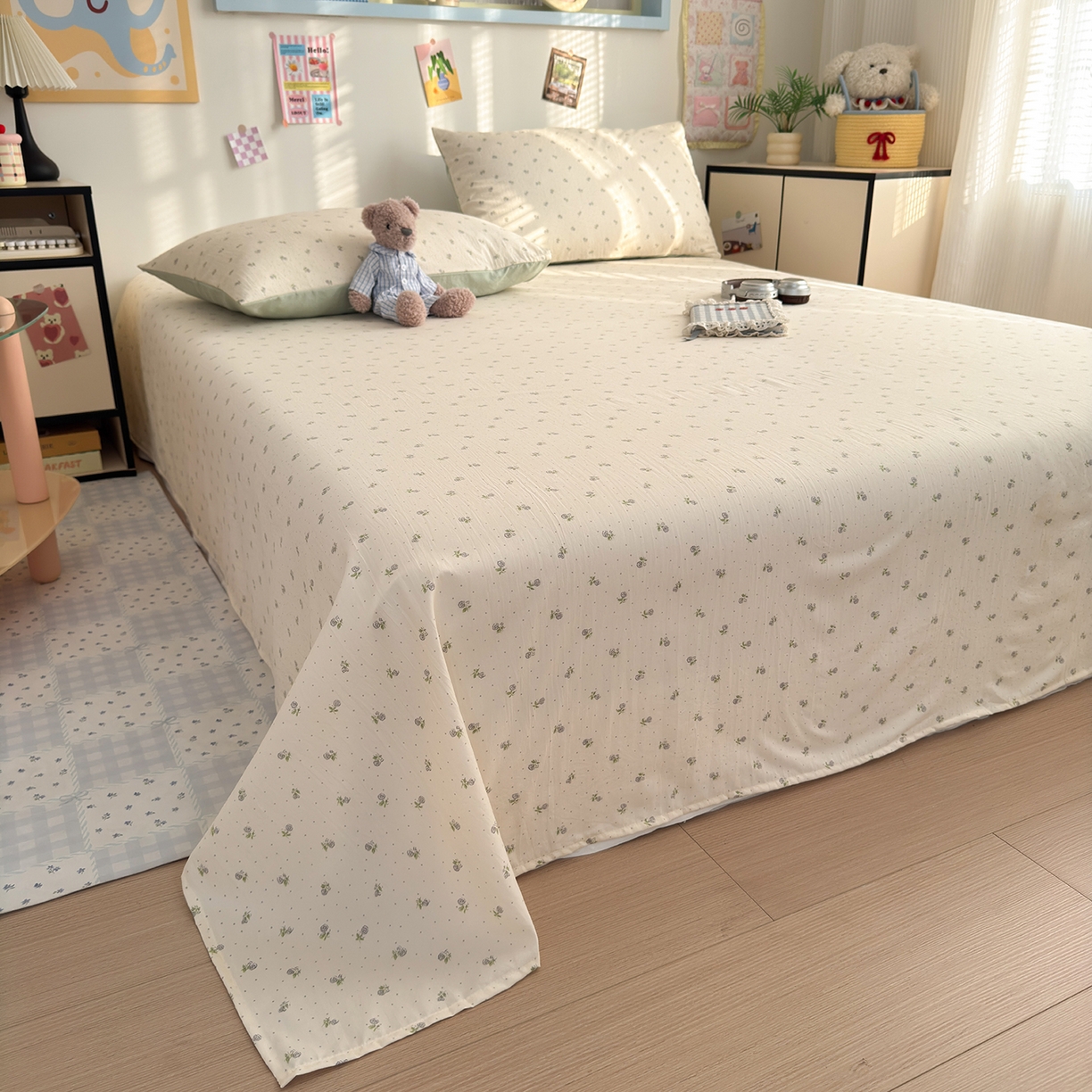 91家纺网 家纺一手货源 找家纺 沐芷 2026 【提供买家秀】A类单床单古法水洗仿棉 单人双人床单三件套 白月光