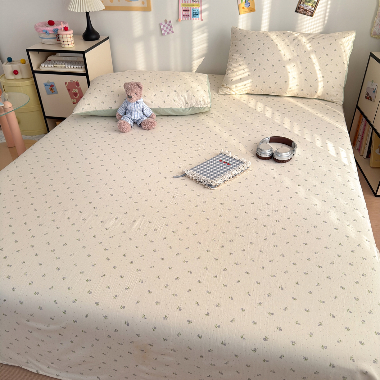 91家纺网 家纺一手货源 找家纺 沐芷 2026 【提供买家秀】A类单床单古法水洗仿棉 单人双人床单三件套 白月光