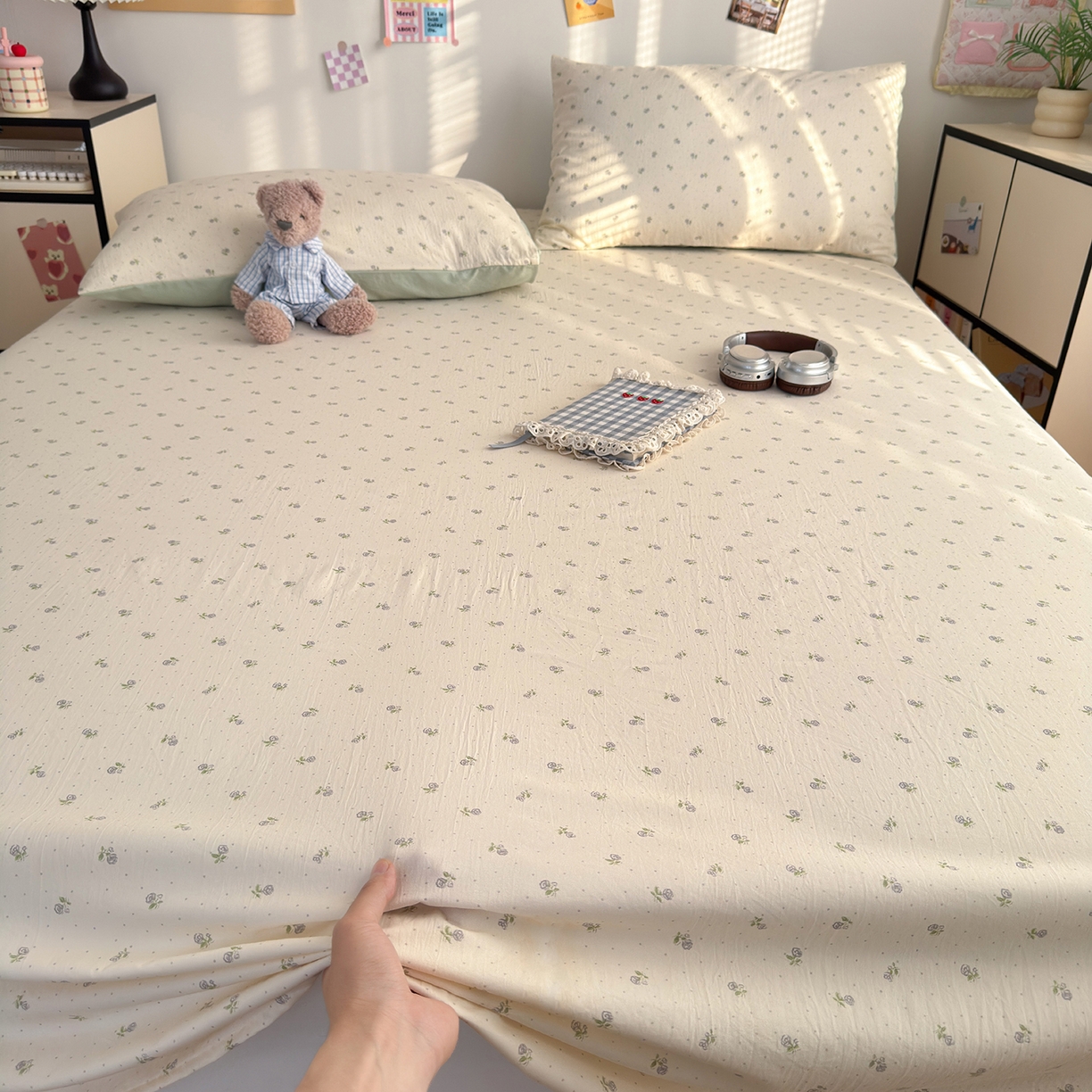 91家纺网 家纺一手货源 找家纺 沐芷 2026 【提供买家秀】A类单床单古法水洗仿棉 单人双人床单三件套 白月光