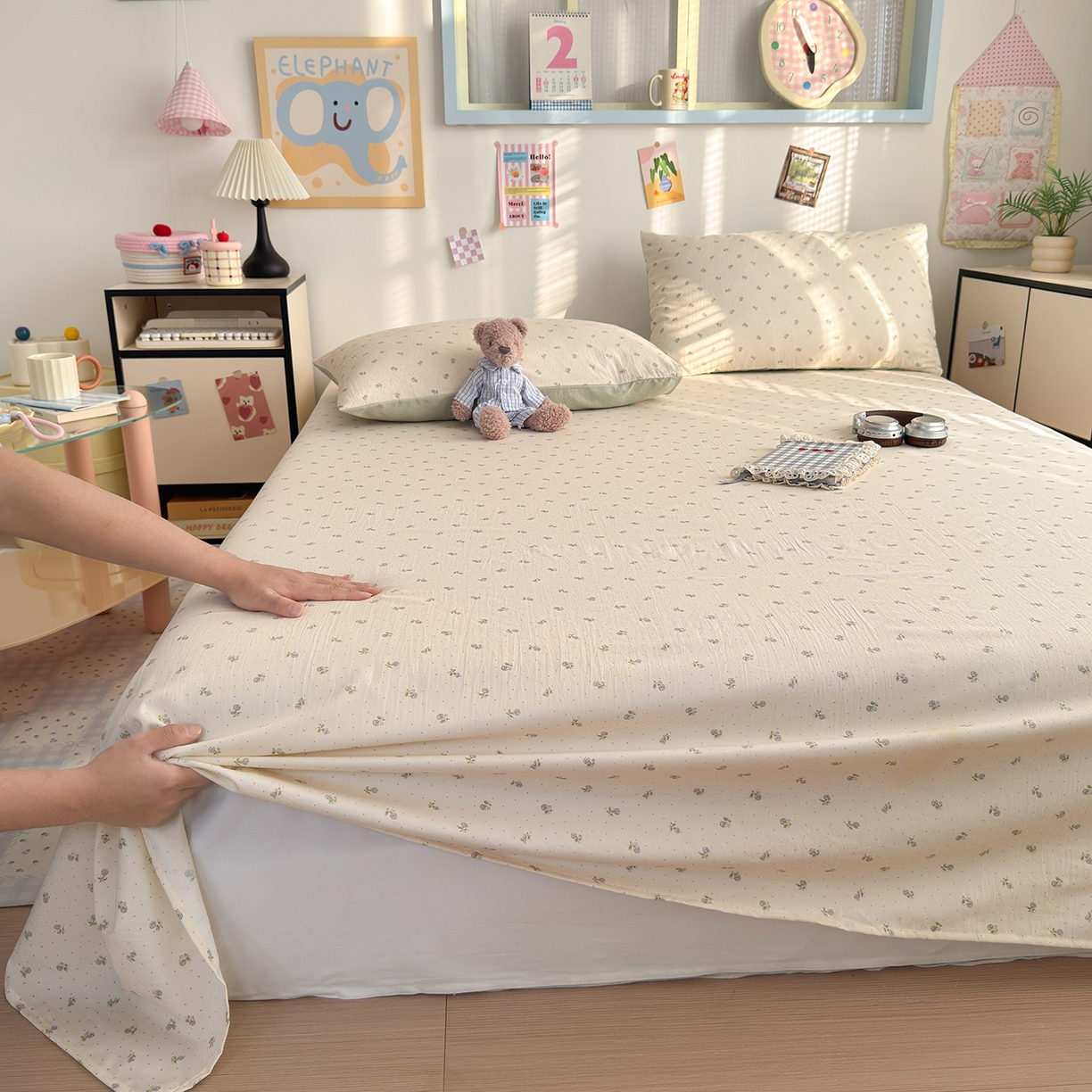 91家纺网 家纺一手货源 找家纺 沐芷 2026 【提供买家秀】A类单床单古法水洗仿棉 单人双人床单三件套 白月光