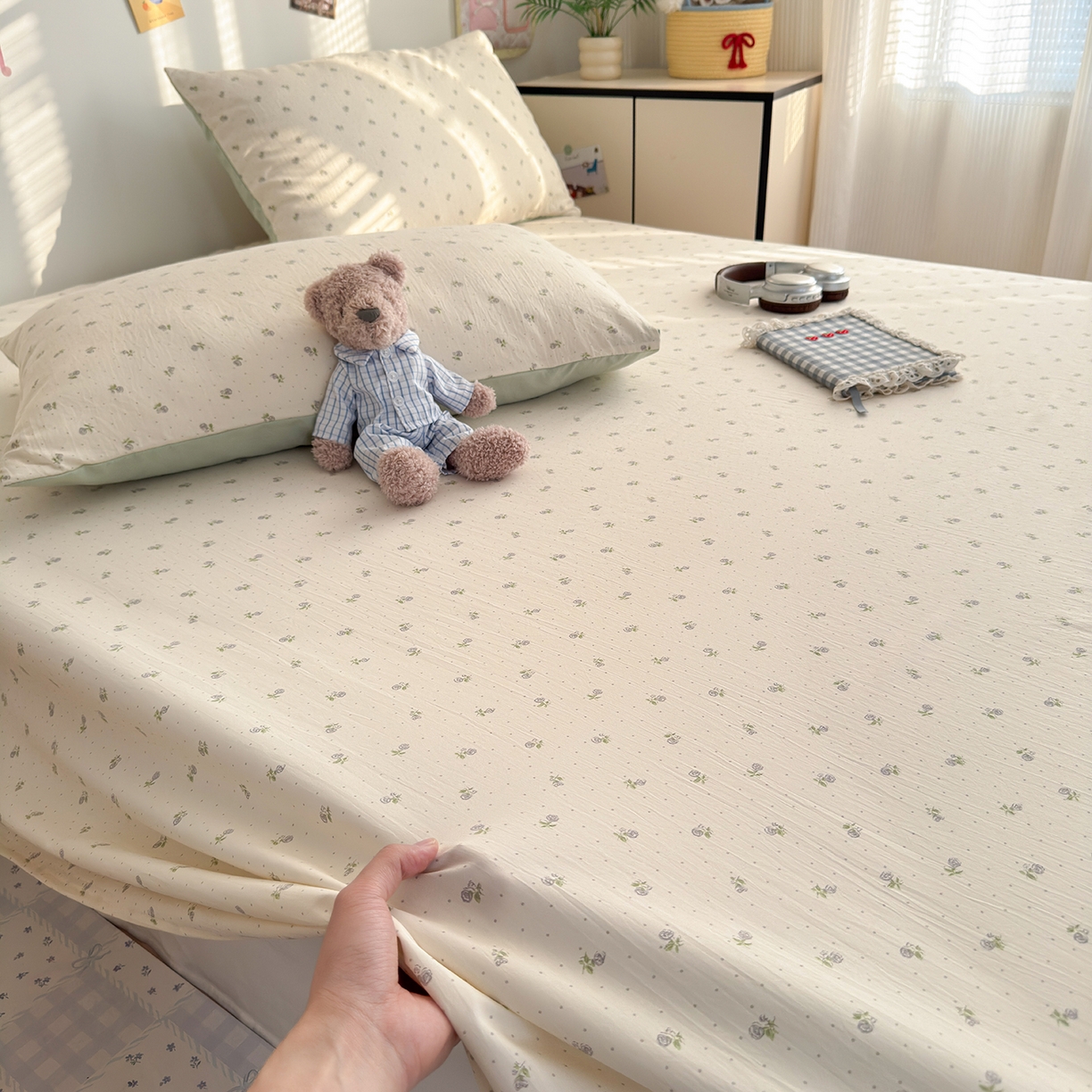 91家纺网 家纺一手货源 找家纺 沐芷 2026 【提供买家秀】A类单床单古法水洗仿棉 单人双人床单三件套 白月光