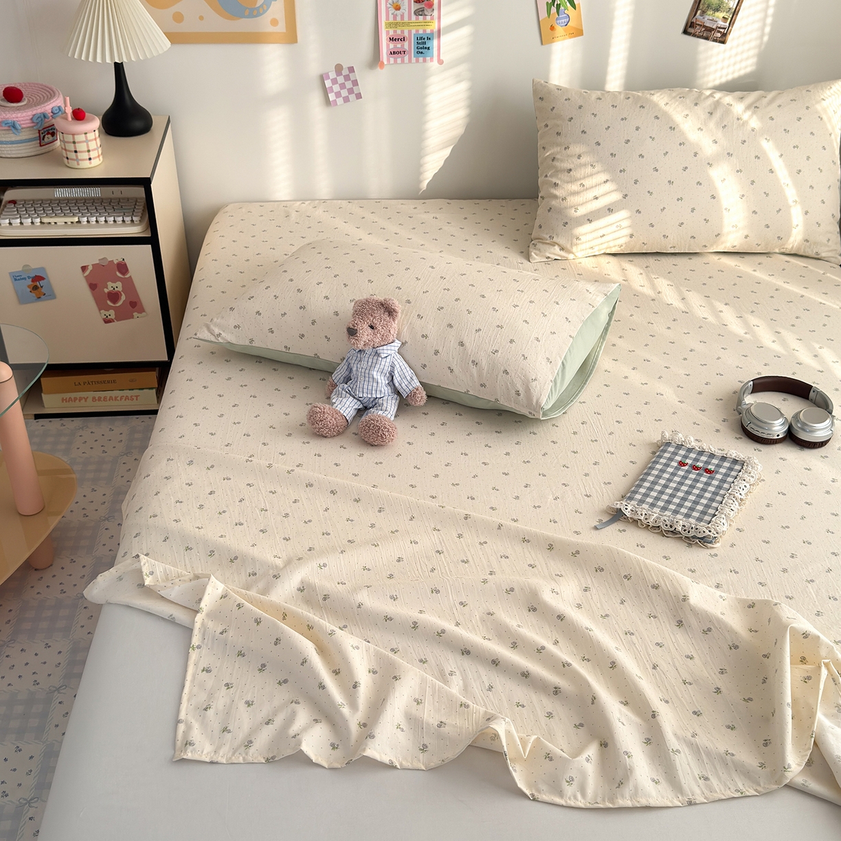 91家纺网 家纺一手货源 找家纺 沐芷 2026 【提供买家秀】A类单床单古法水洗仿棉 单人双人床单三件套 白月光