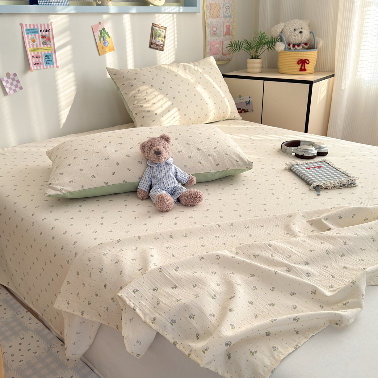 91家纺网 家纺一手货源 找家纺 沐芷 2026 【提供买家秀】A类单床单古法水洗仿棉 单人双人床单三件套 白月光