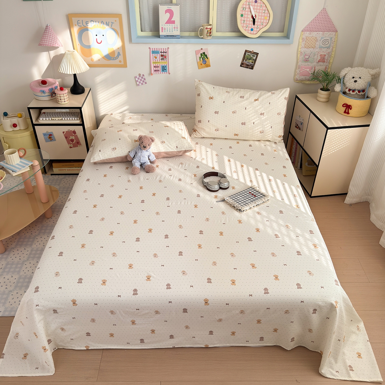 91家纺网 家纺一手货源 找家纺 沐芷 2026 【提供买家秀】A类单床单古法水洗仿棉 单人双人床单三件套 波点汪语