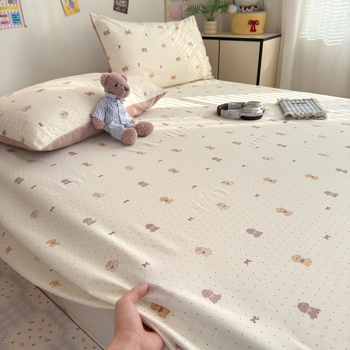 91家纺网 家纺一手货源 找家纺 沐芷 2026 【提供买家秀】A类单床单古法水洗仿棉 单人双人床单三件套 波点汪语