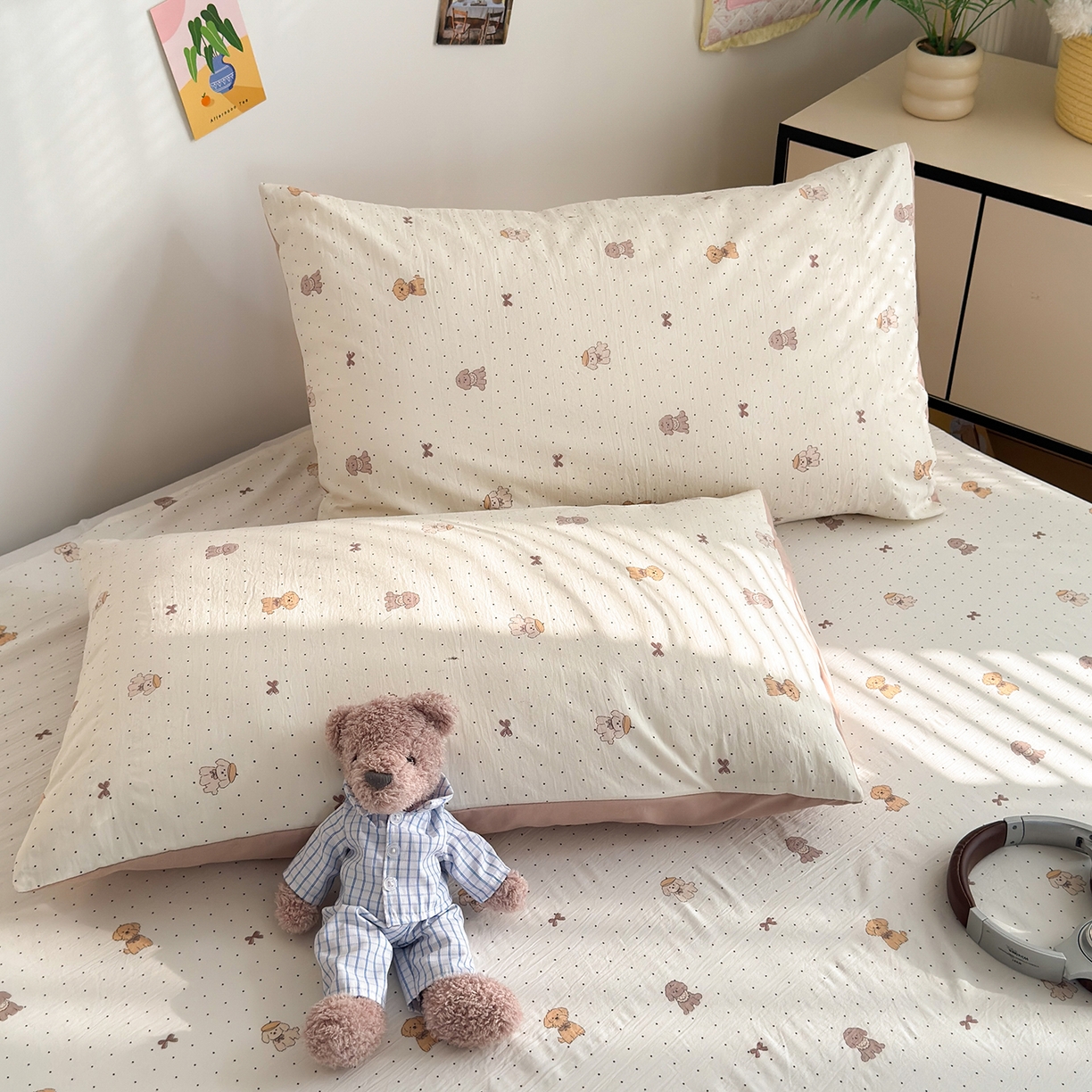 91家纺网 家纺一手货源 找家纺 沐芷 2026 【提供买家秀】A类单床单古法水洗仿棉 单人双人床单三件套 波点汪语