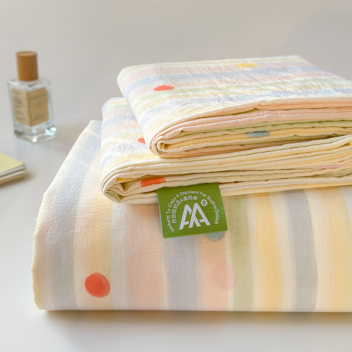 91家纺网 家纺一手货源 找家纺 沐芷 2026 【提供买家秀】A类单床单古法水洗仿棉 单人双人床单三件套 彩虹跳跳糖