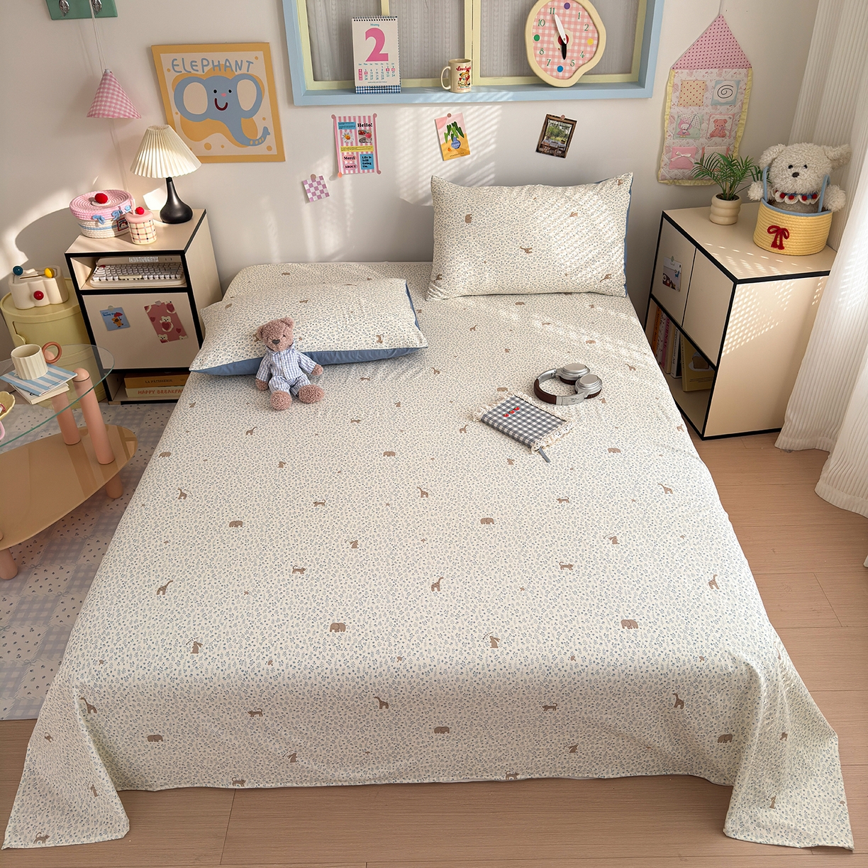 91家纺网 家纺一手货源 找家纺 沐芷 2026 【提供买家秀】A类单床单古法水洗仿棉 单人双人床单三件套 萌物