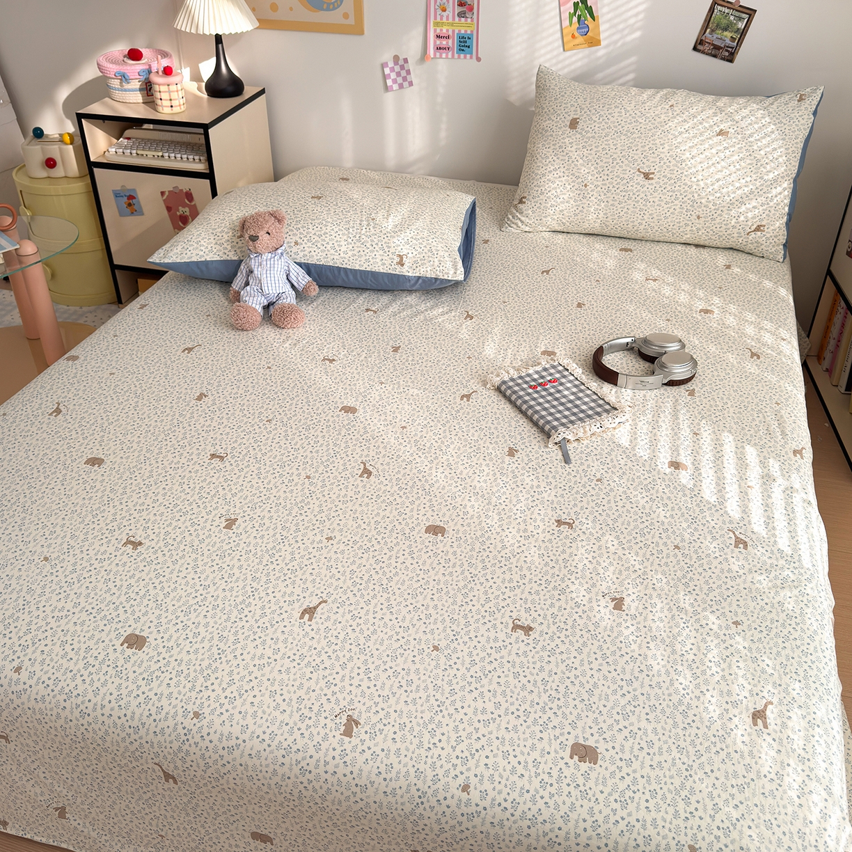 91家纺网 家纺一手货源 找家纺 沐芷 2026 【提供买家秀】A类单床单古法水洗仿棉 单人双人床单三件套 萌物