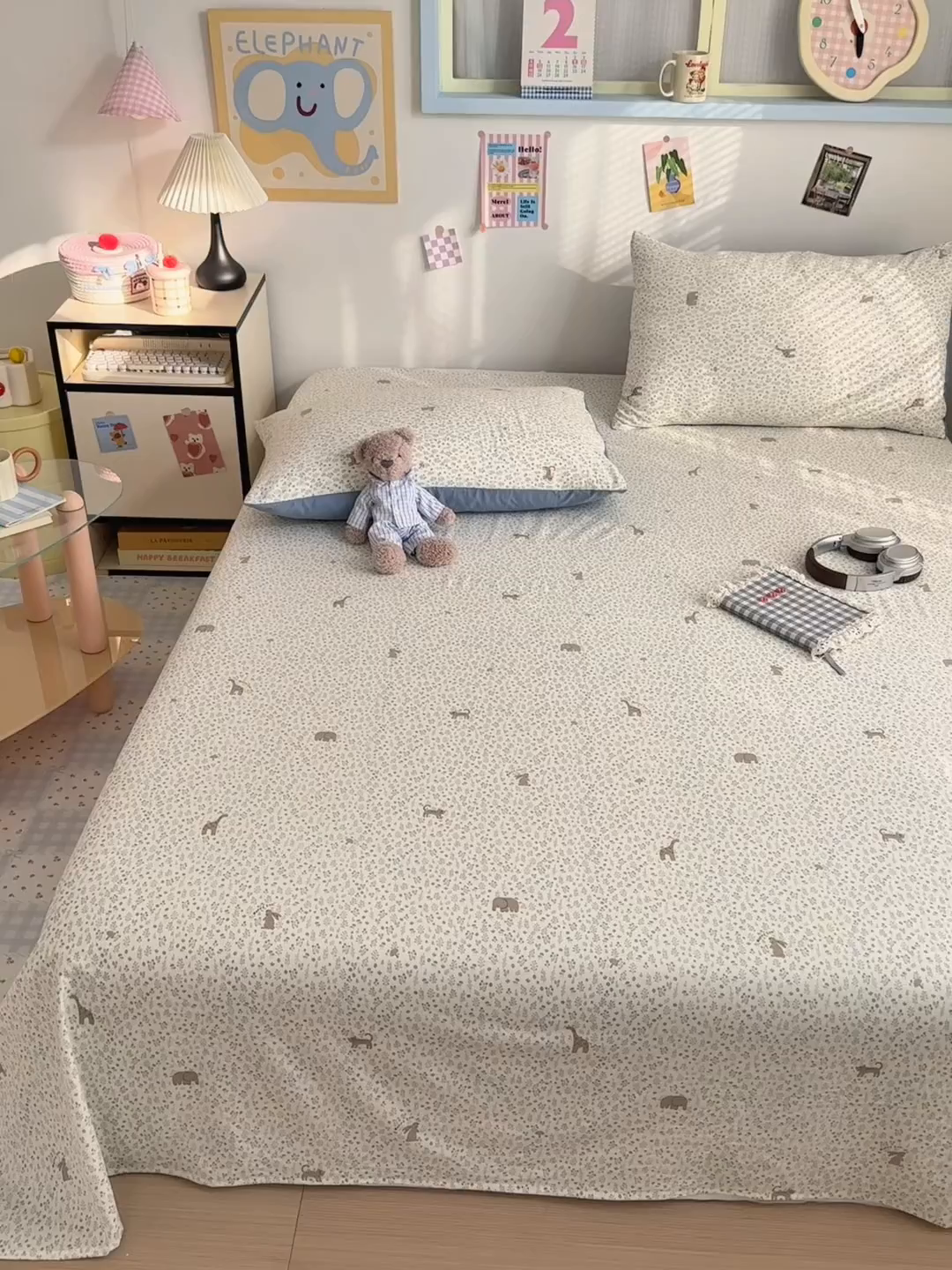 91家纺网 家纺一手货源 找家纺 沐芷 2026 【提供买家秀】A类单床单古法水洗仿棉 单人双人床单三件套 萌物