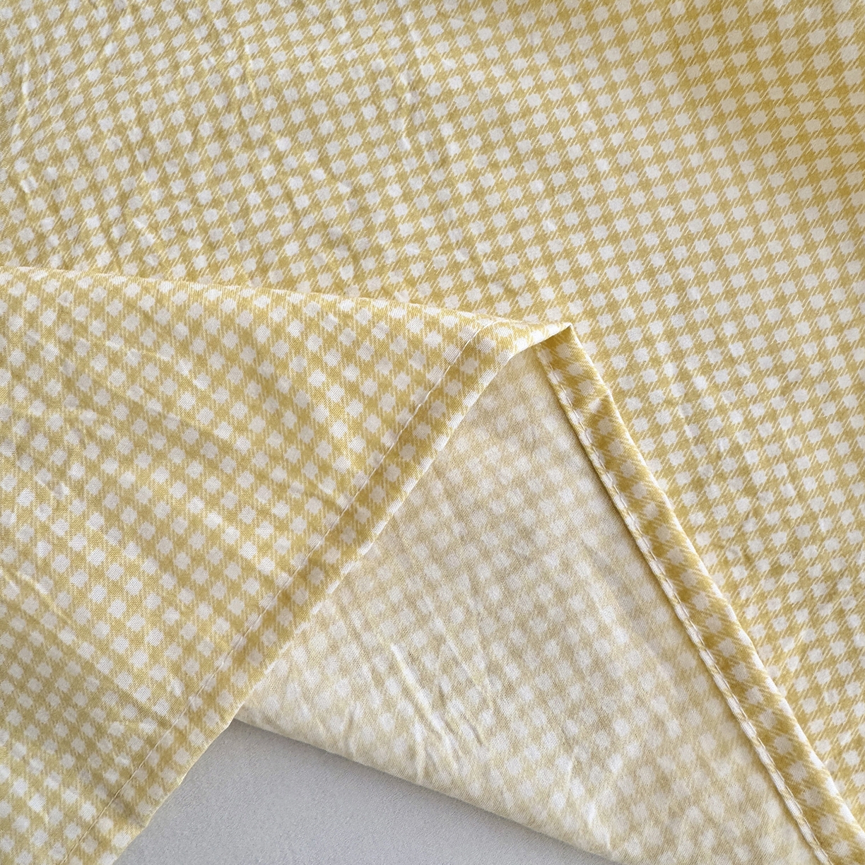 91家纺网 家纺一手货源 找家纺 沐芷 2026 【提供买家秀】A类单床单古法水洗仿棉 单人双人床单三件套 迷你格-黄