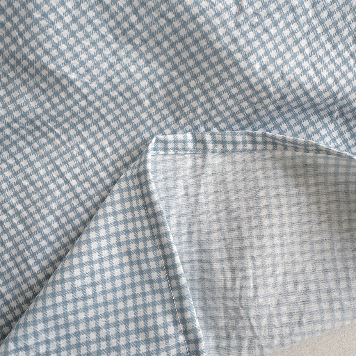 91家纺网 家纺一手货源 找家纺 沐芷 2026 【提供买家秀】A类单床单古法水洗仿棉 单人双人床单三件套 迷你格-蓝