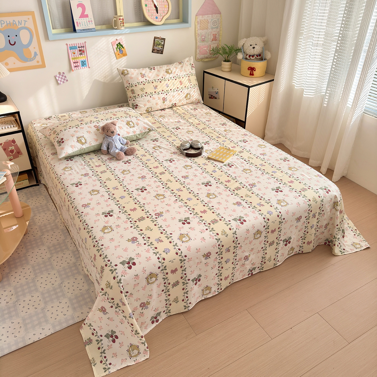 91家纺网 家纺一手货源 找家纺 沐芷 2026 【提供买家秀】A类单床单古法水洗仿棉 单人双人床单三件套 奶味圆饼