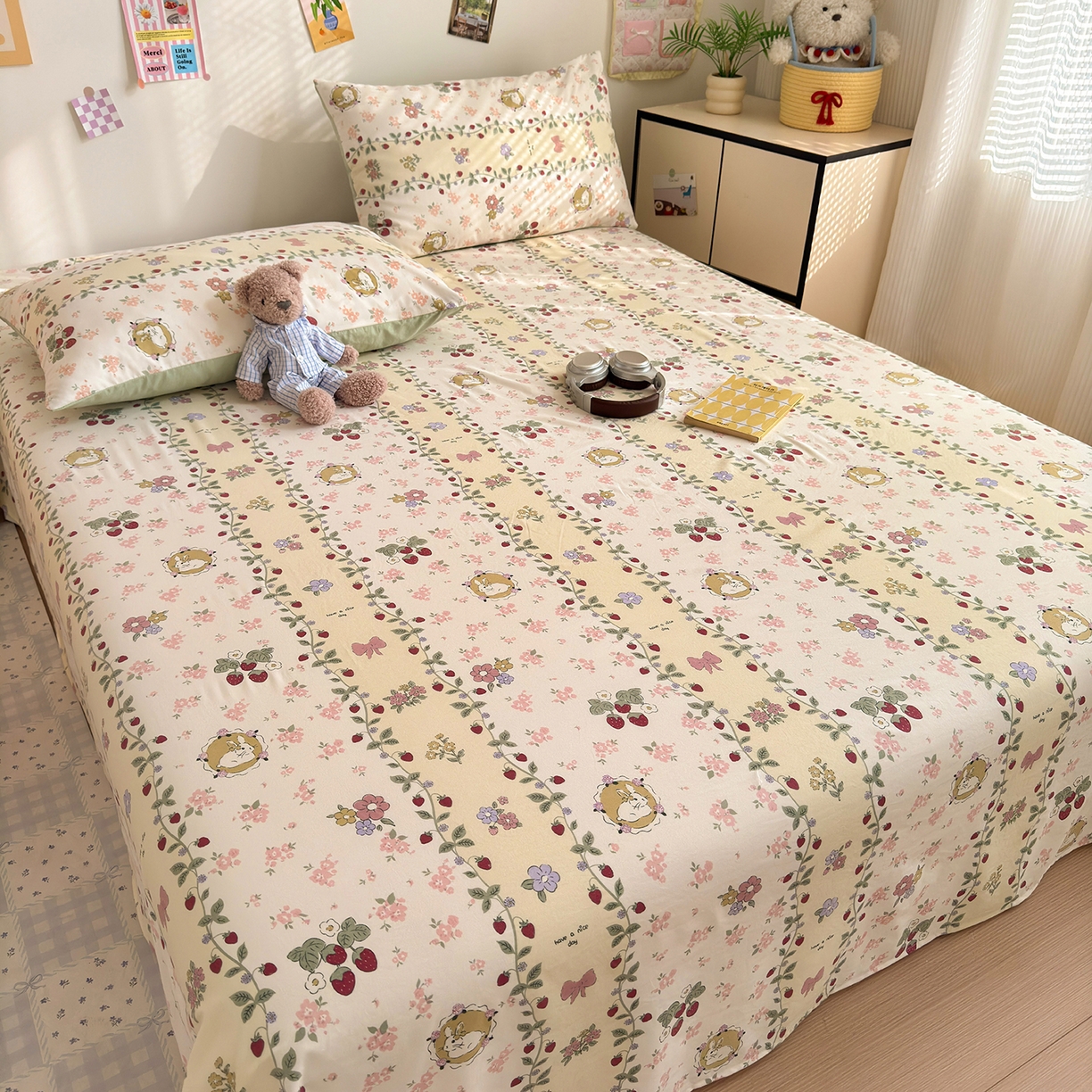 91家纺网 家纺一手货源 找家纺 沐芷 2026 【提供买家秀】A类单床单古法水洗仿棉 单人双人床单三件套 奶味圆饼