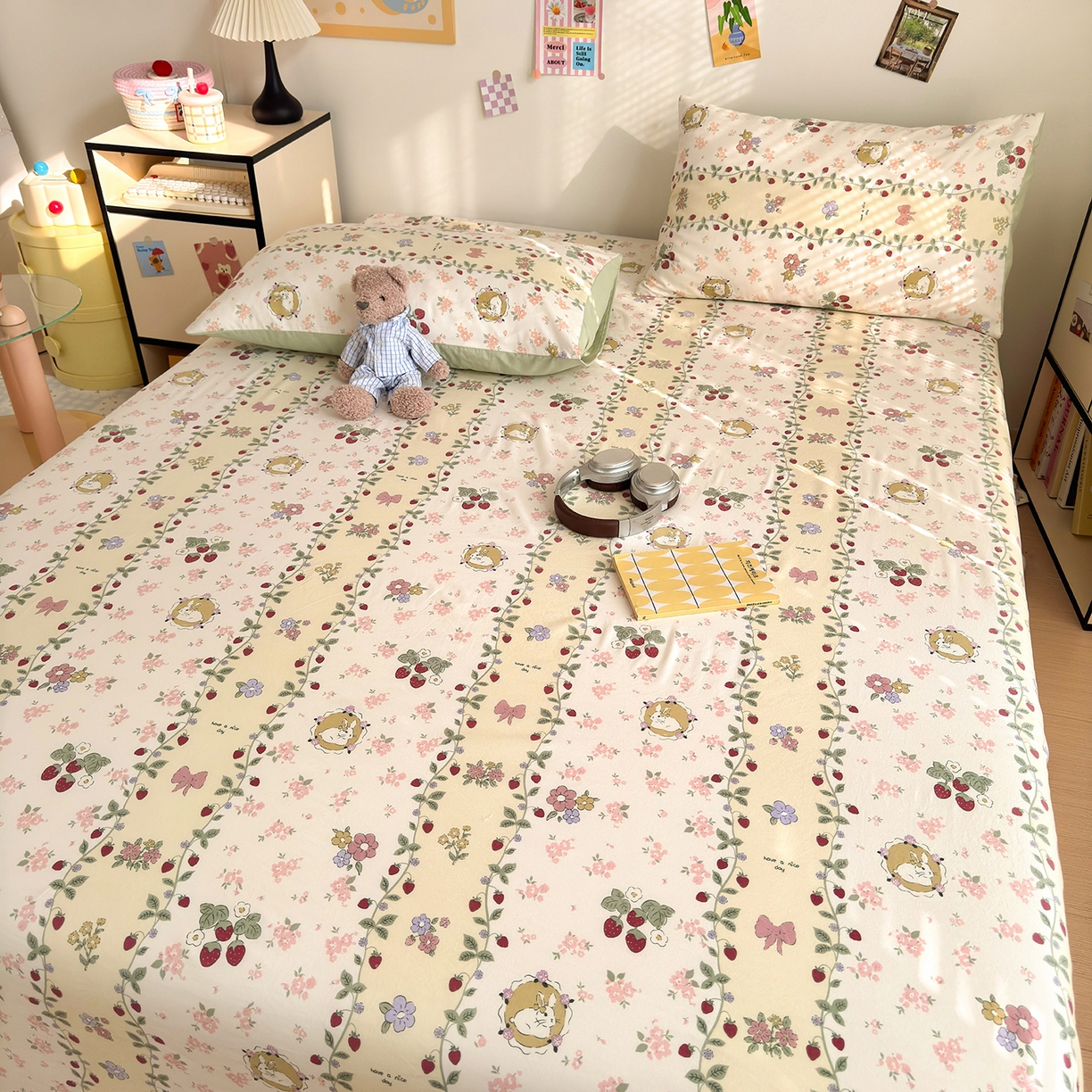 91家纺网 家纺一手货源 找家纺 沐芷 2026 【提供买家秀】A类单床单古法水洗仿棉 单人双人床单三件套 奶味圆饼