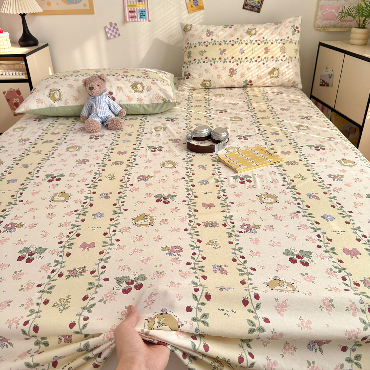 91家纺网 家纺一手货源 找家纺 沐芷 2026 【提供买家秀】A类单床单古法水洗仿棉 单人双人床单三件套 奶味圆饼