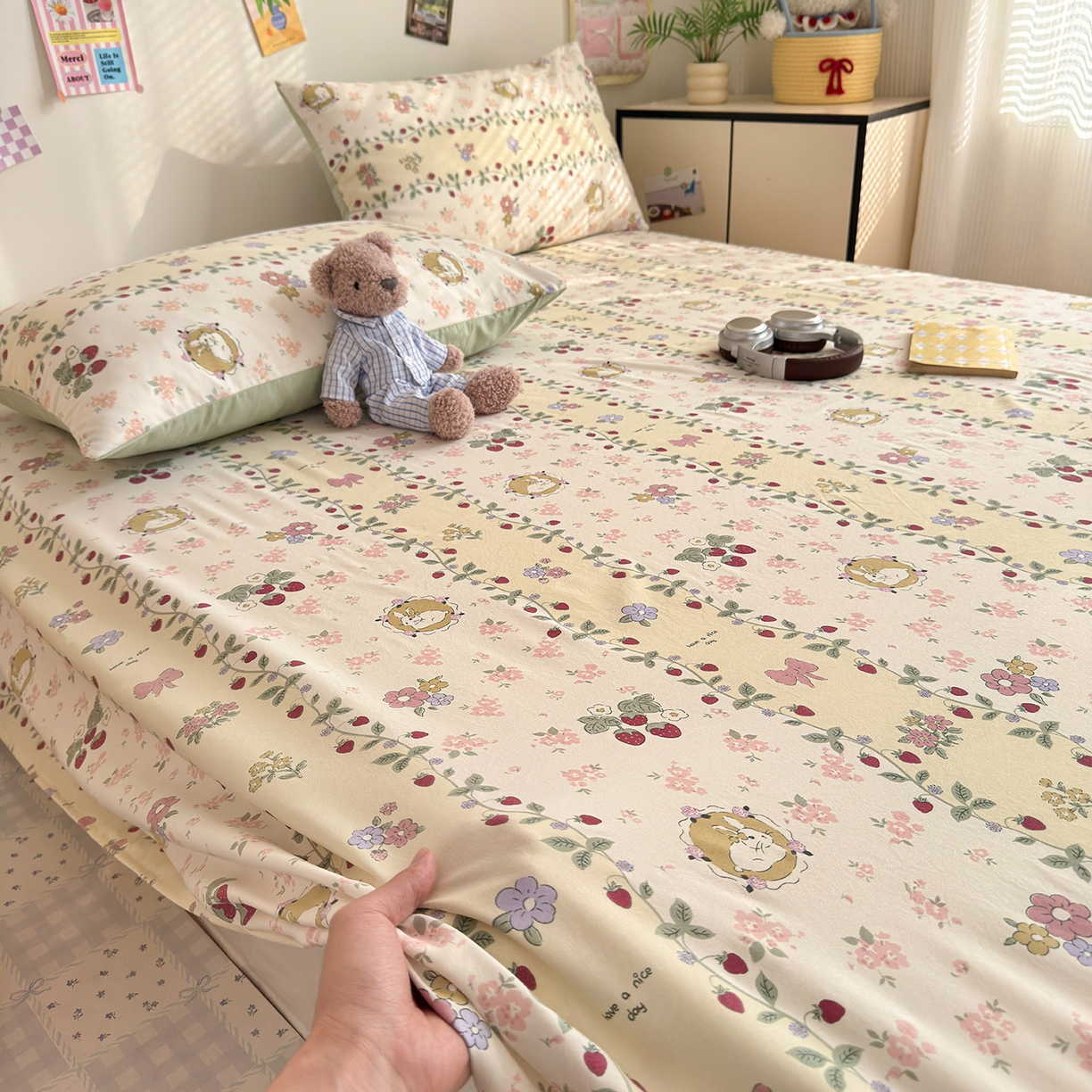 91家纺网 家纺一手货源 找家纺 沐芷 2026 【提供买家秀】A类单床单古法水洗仿棉 单人双人床单三件套 奶味圆饼