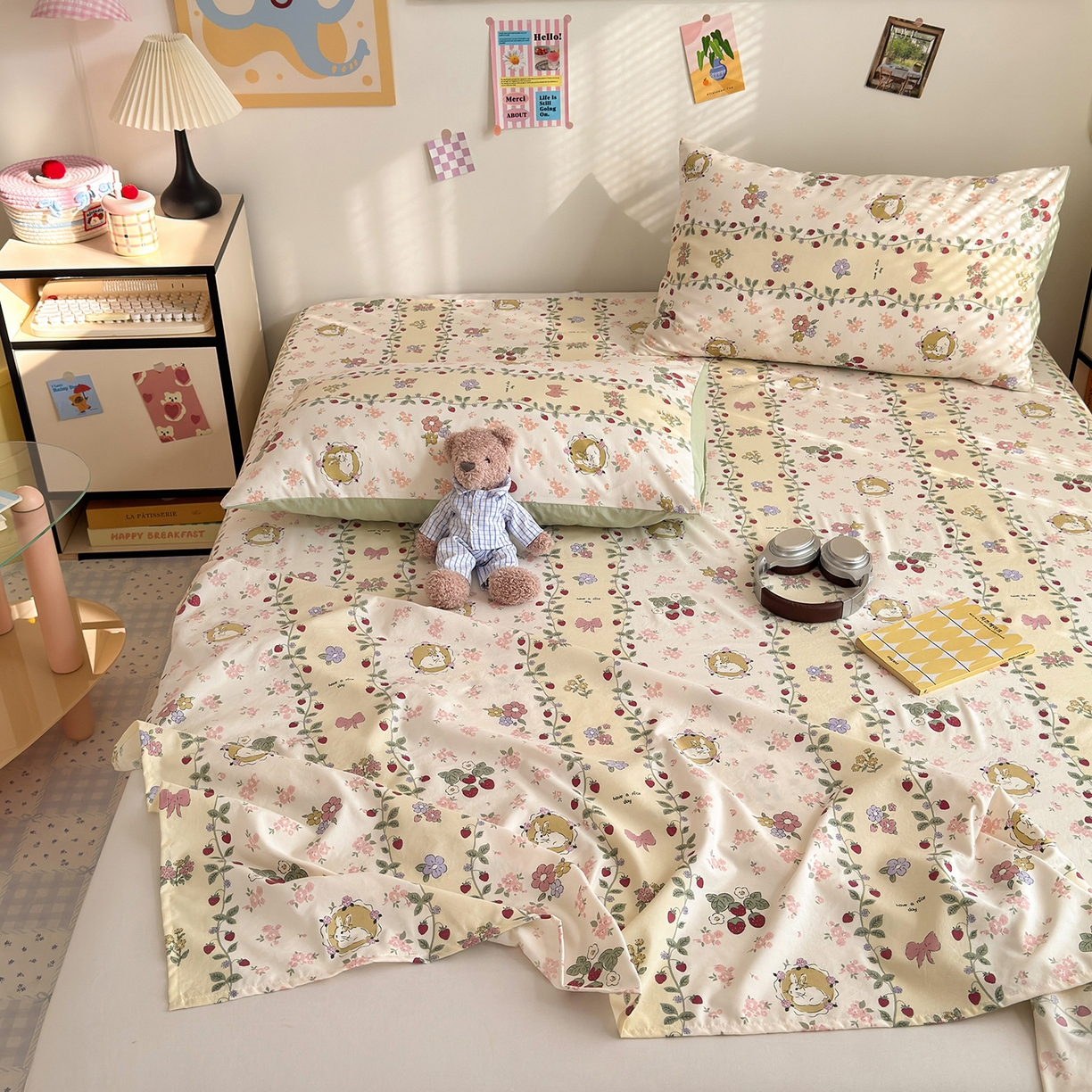 91家纺网 家纺一手货源 找家纺 沐芷 2026 【提供买家秀】A类单床单古法水洗仿棉 单人双人床单三件套 奶味圆饼