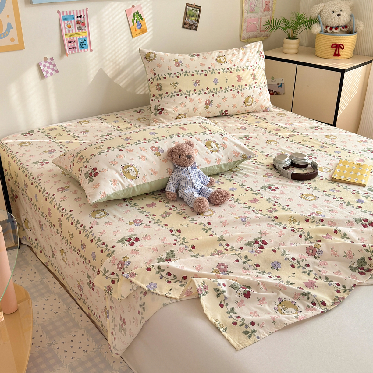 91家纺网 家纺一手货源 找家纺 沐芷 2026 【提供买家秀】A类单床单古法水洗仿棉 单人双人床单三件套 奶味圆饼